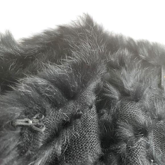 Metric Knits Fur Collection Black Rabbit Fur Chevron Mob Wife Coat Size Large - Picture 7 of 10